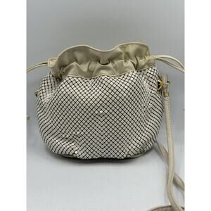 Vtg Whiting And Davis International White Mesh Drawstring Bag Purse